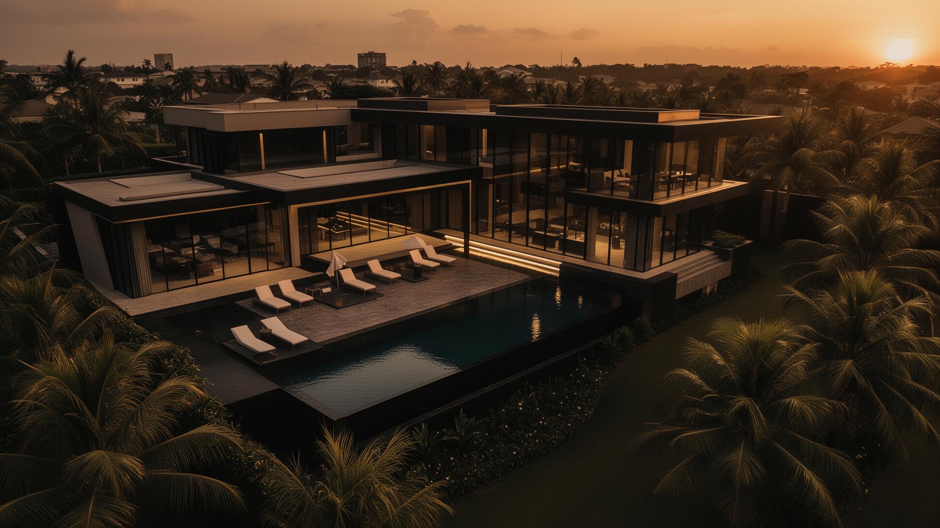Luxury villa in Accra at golden hour